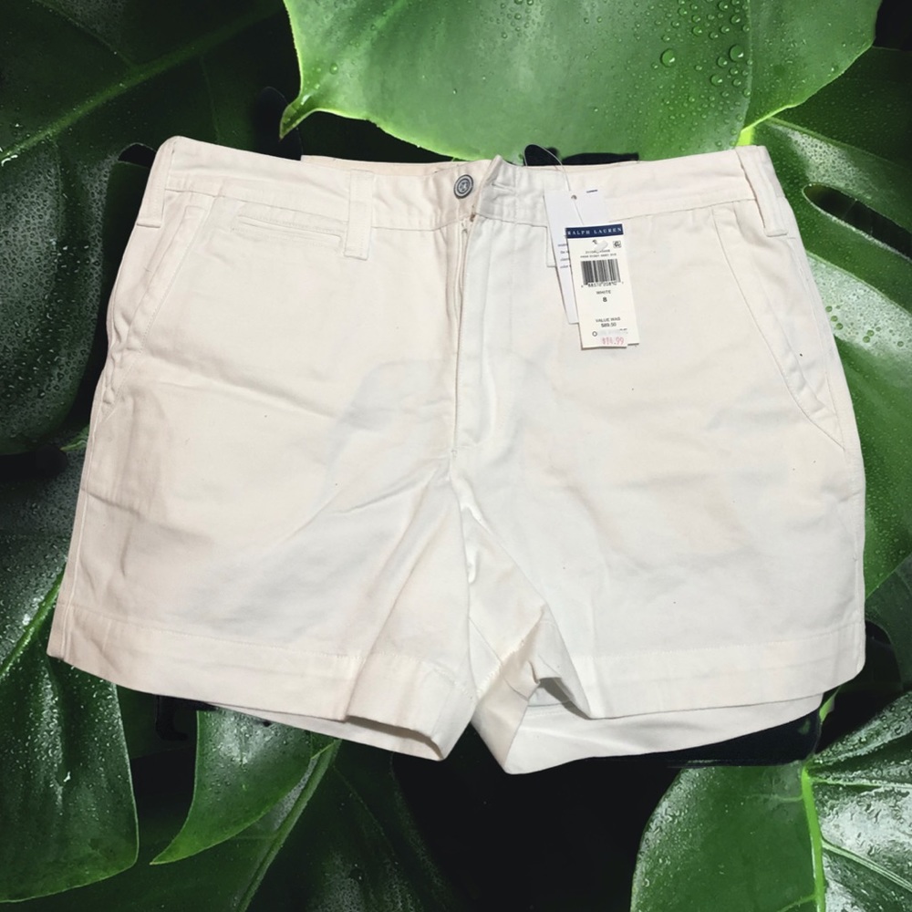 White polo midi shorts